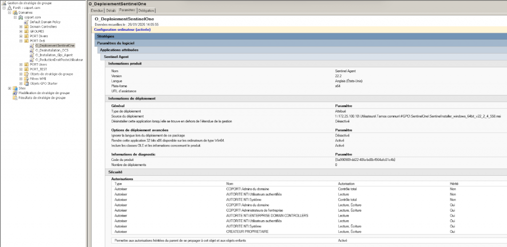 Interface d'une GPO
