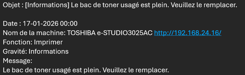 Alerte par mail