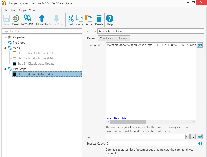 Interface d'un autre package (Chrome)