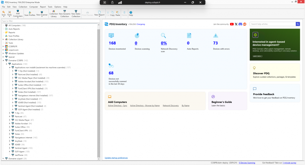 Interface de PDQ Inventory