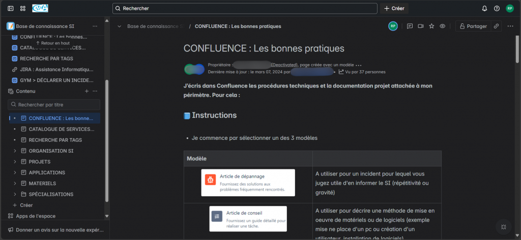 Article Confluence sur les bonnes pratiques pour créer une documentation technique